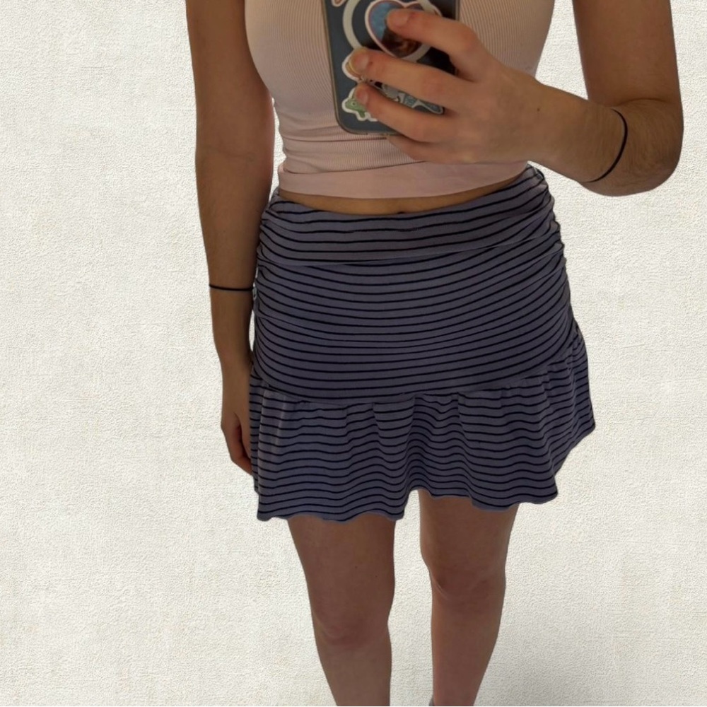 Edikted Blue Striped Mini Skirt